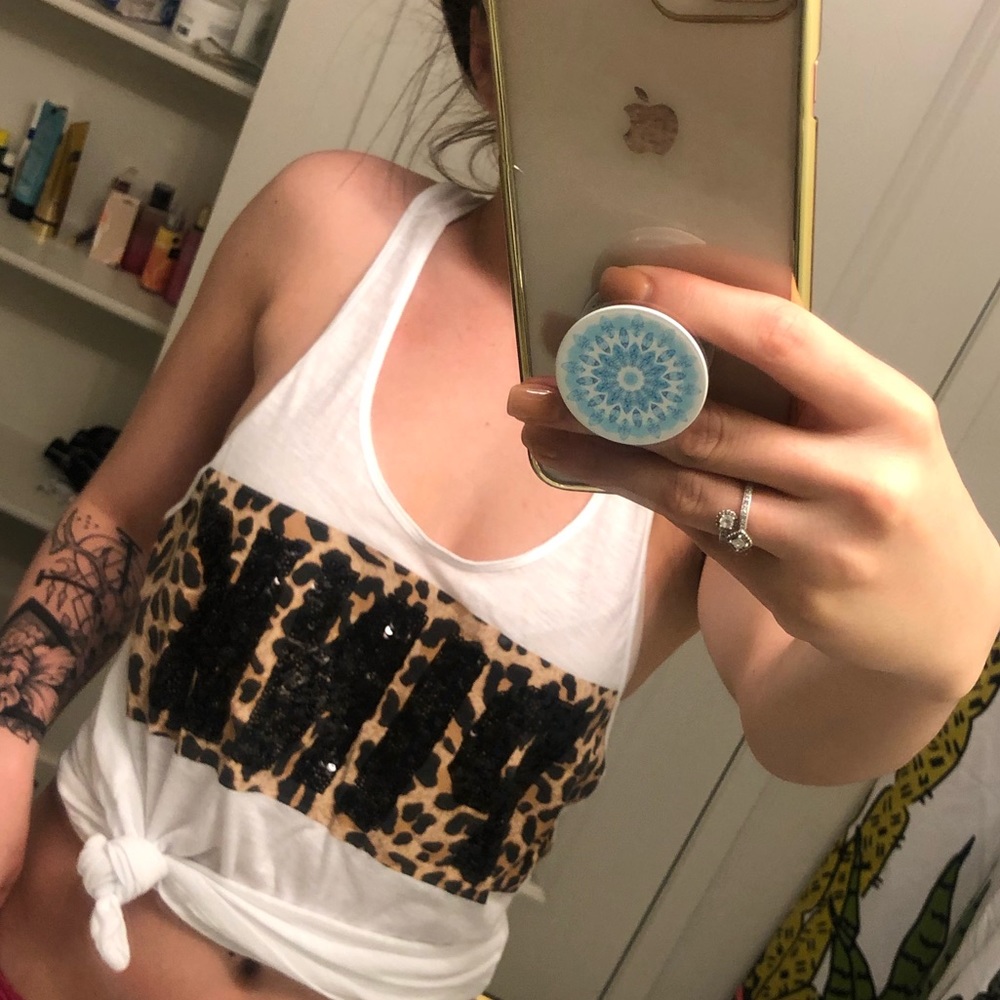 PINK cheetah print tank
